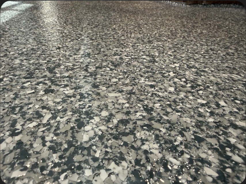 Gravel sample vs installed floor — the finish